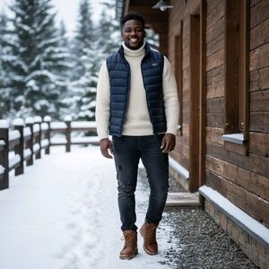 Lacoste Men's Dark Blue Quilted PufferVest Size LT